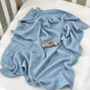 Paturica bebe Cosy tricotata din bumbac albastu (2)
